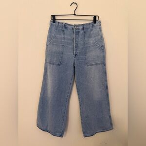 Citizens of Humanity Eva Utility Crop Denim Jeans Sz 29 Light Wash Wide Leg